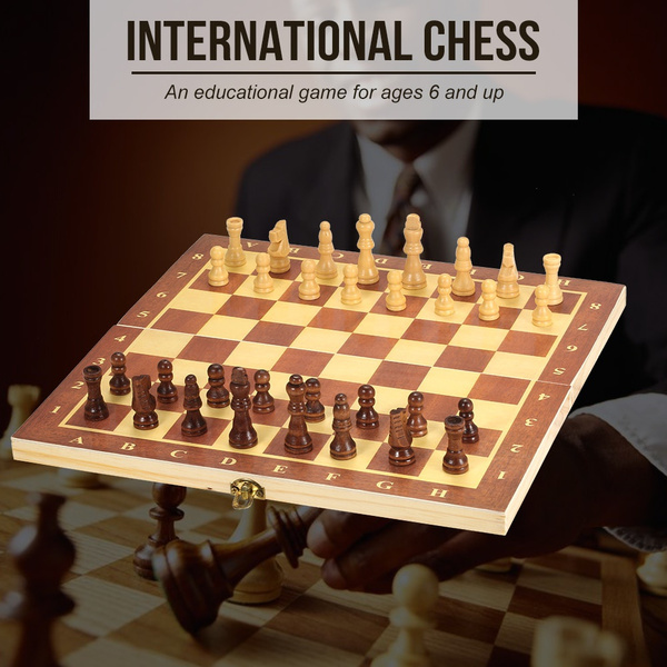 Folding Wood International Chess Board Game International Chess