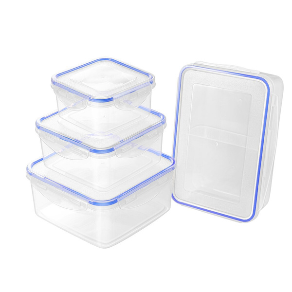 4 Pieces - Transparent Simple Food Storage Containers Set For Home