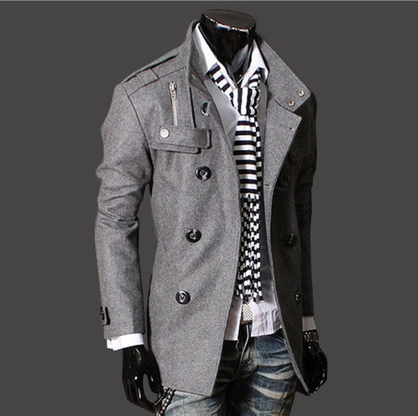 Fantástico pase a ver Contento Men's Jacket Fashion Personality Windbreaker Double-Breasted Long Coat  Business | Wish
