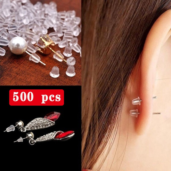 500 Pcs Soft Silicone Rubber Earring Back Stoppers for Stud