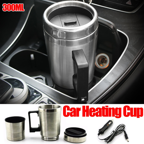 Car Electric Water Heater Mug Stainless /Steel Travel Heated Coffee Kettle  Cup