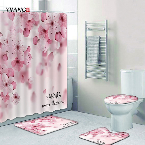 180x180 badezimmer dusche vorhang set rosa pfirsich blossom dusche ...