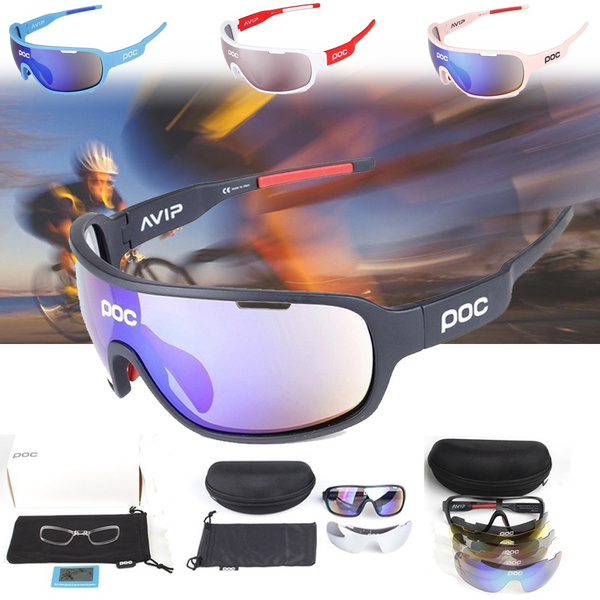 POC Sunglasses UV400 Polarized Glasses Cycling Sports Glasses W/ 5x Replace Lens 