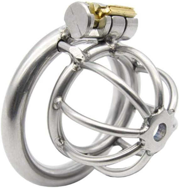 SMALL Male Chastity Device Cage Lock Stainless Steel- Silver, 40/45 ...