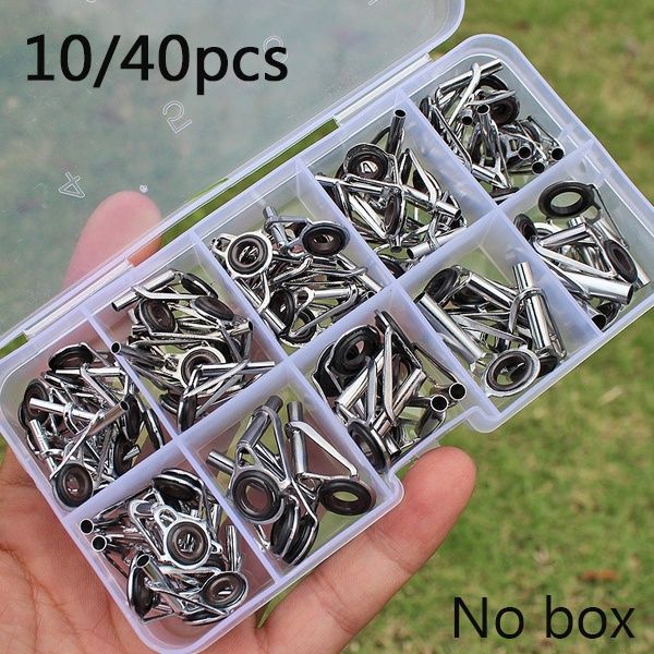 40/10pcs Fishing Rod Guide Guides Tip Set Repair Kit DIY Eye Rings