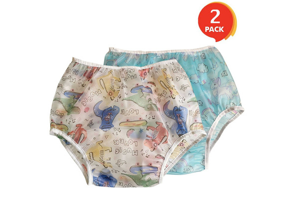 Adult Baby ABDL PVC Diaper Incontinence Pull-on TPU Plastic Pants Cover-up  Diaper for Patients ABDL Lover 2 Pack