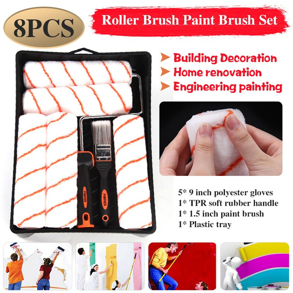8Pcs/set Rolling Paint Brush Wall Paint Roller Tool for Decoration Wish