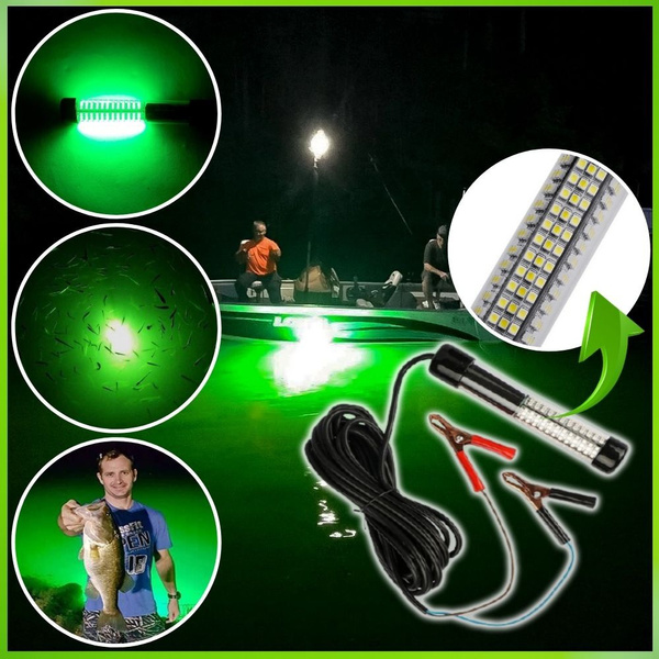 Underwater Fishing Bait Light, 12V LED Green Underwater Night Lights Glow  Bait, Crappie Fish Lure Finder, Submersible Water Fishing Lures, Battery  Power Boat Kayak Floating Shrimp & Squid Portable Attractant, Light Weight
