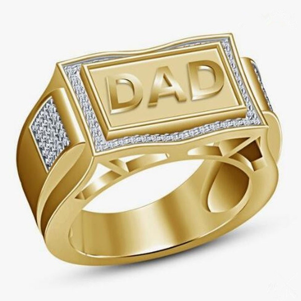 Quality Gold Sterling Silver Rhodium Plated Diamond Men's DAD Ring QR5106 -  Alan Sutton Jewelry
