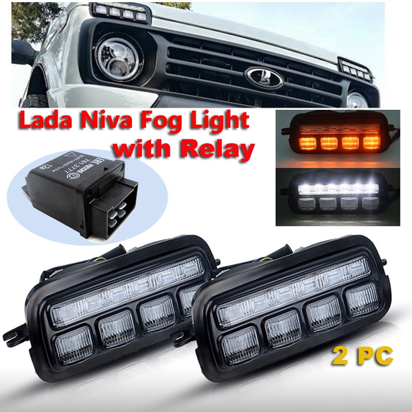 For Lada Niva 4X4 1995 LED DRL Lights With Running Turn Signal PMMA / ABS  Plastic Function Accessories Car Styling Tuning