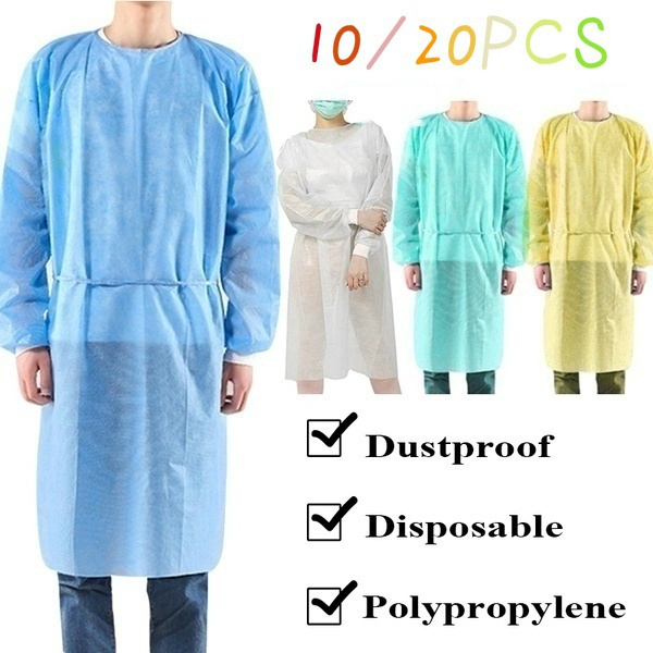 10pc CPE Gown Disposable Thumb Buckle Sleeve Apron Gown Waterproof ...