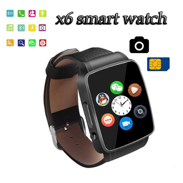 Smart Watch X6 Leather strap Bluetooth Smartwatch IPS screen SIM TF Card MTK6260D For Android