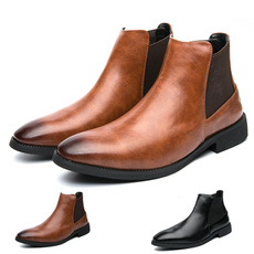 chelseabootsformen, Leather Boots, casual leather shoes, leather