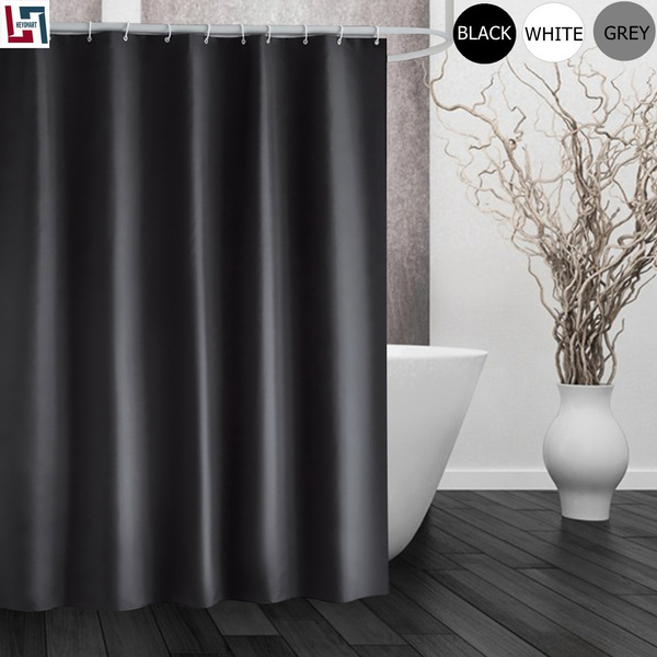 Fabric Bathroom Shower Curtain Liner-180x180cm-Fabric Curtain with Hooks Various 