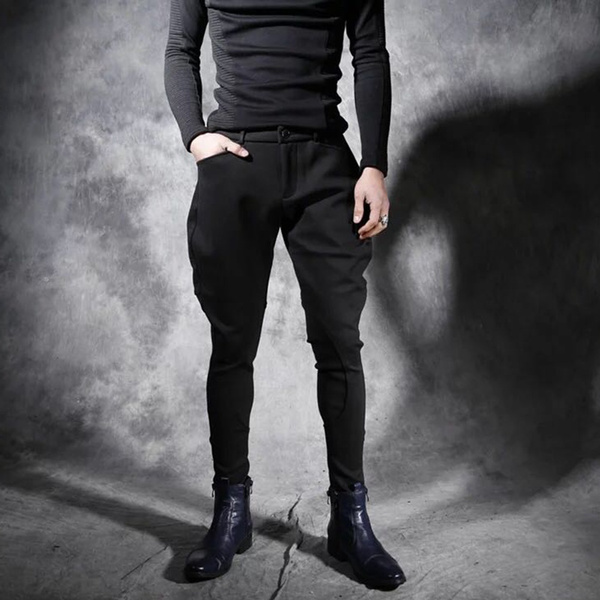 Buy Hip hop Tactical Lace Hole Belt Pants for Men Gothic Clothing Black  Skinny Jeans Steampunk Trousers (L) at Amazon.in
