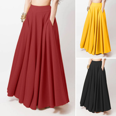 summer skirt, looseskirt, solid color, Vestidos