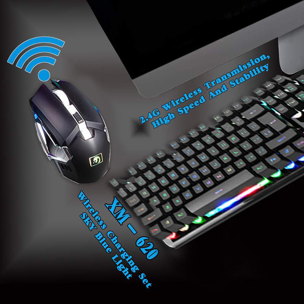 Keyboards Portable Delicate Design 2.4G Wireless Rechargeable Gaming Led Backlit Keyboard Mouse