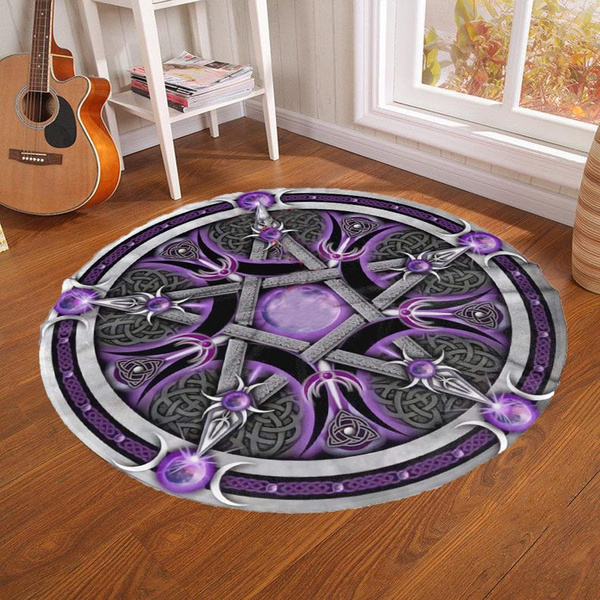 Fashion Pentagram Round Printed Carpet Bedroom Office Parlour Rug Wish