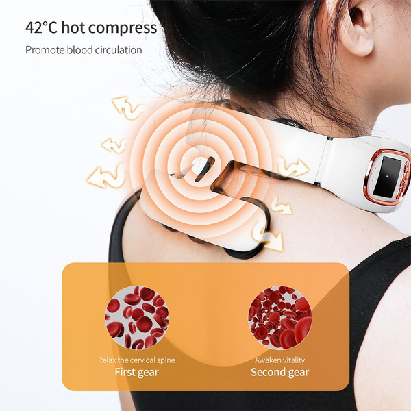 Intelligent Neck Massager with Heat, Electric Pulse Wireless