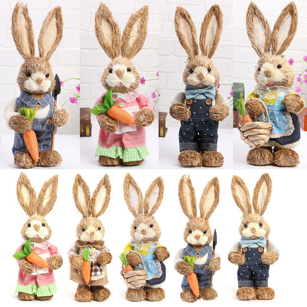 Standing straw rabbit with bow