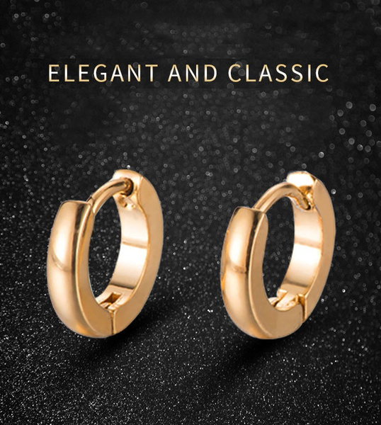 Fashion Gold Color Small Hoop Earrings Stainless Steel Circle