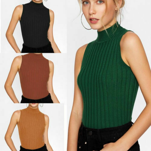 sleeveless turtleneck green