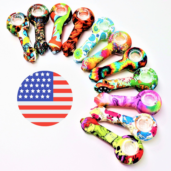 7 Assorted Pattern Peak Design Silicone Tobacco Water Pipe