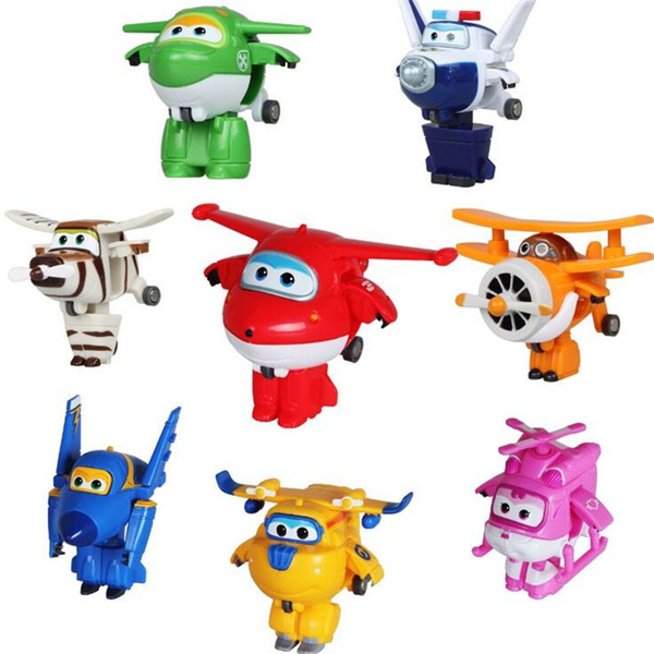 8pcs/set Super Wings Mini Planes Figure Toys Deformation Airplane ...