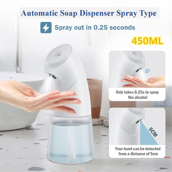 450ML Automatic Soap Dispenser Spray Type Touchless Soap Dispenser with ...