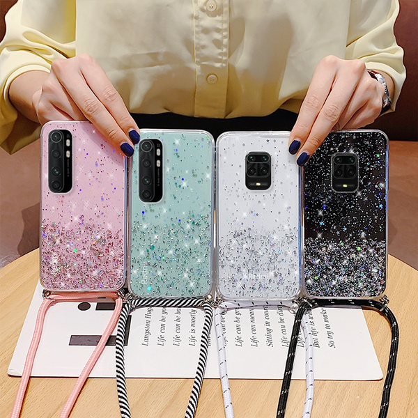 Compatible with Xiaomi Redmi Note 9 Case Glitter Clear Green,Redmi