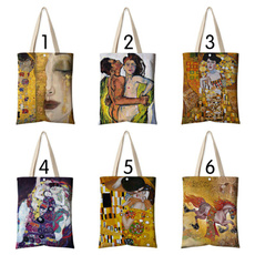 women's shoulder bags, gustavklimtoilpainting, Canvas, Totes