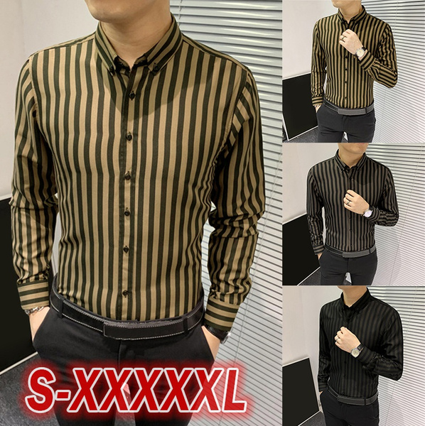 Mens Full Sleeves Slim Fit Casual Stripe Shirt