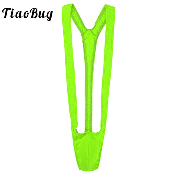 Men s Bright Fluorescence Stretchy Novelty Mankini Thong Borat