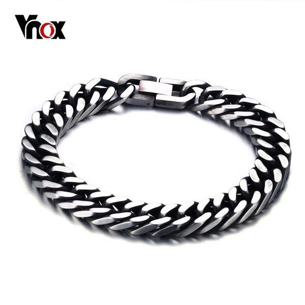 Stylish Men Bracelets With Retro Tone Stainless Steel Link Chain 8 Inch