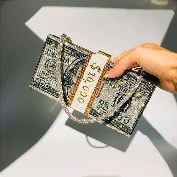 Crystal 100 Dollar Bill Clutch Handbag Stack of Money Purse Money Purse  Crystal Embellished Rhinestone Purse Money Clutch Bag - Etsy Denmark