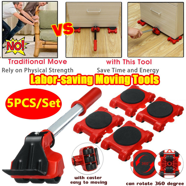 5Pcs Portable Furniture Lifter Mover Furniture Transport Set Tool