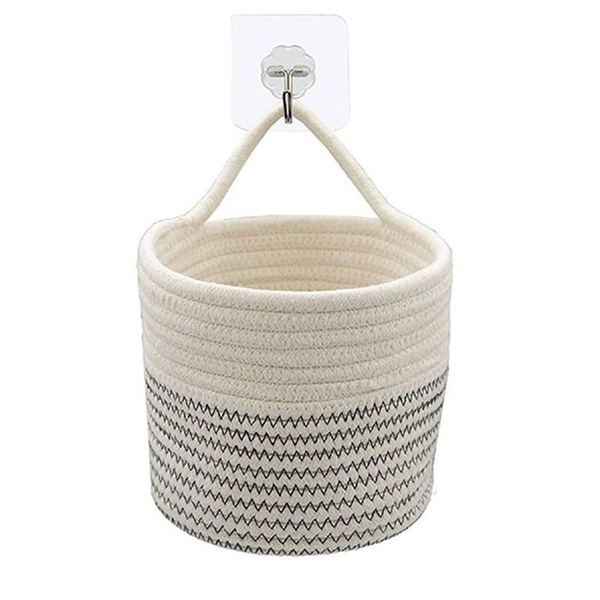 3pcs Wall Rope Baskets Cotton Woven Storage Hanging For Organizing Round Plants Wish - Large Round Baskets To Hang On Wall