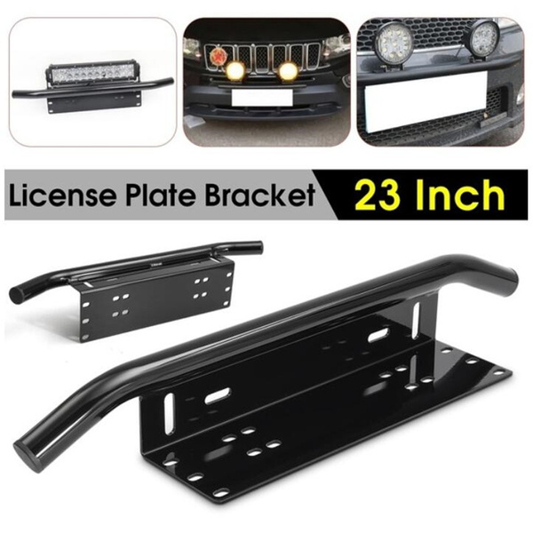 New 23 Inch Black Car Bull Bar Front Bumper License Plate Mount Bracket ...