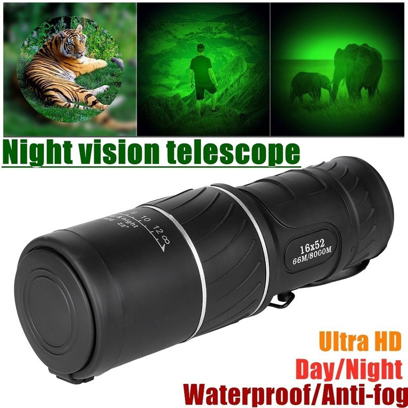 16X52 HD Protable Monoculars Telescope High Powered Waterproof Night Vision Hiking  Travel Zoom Telescope
