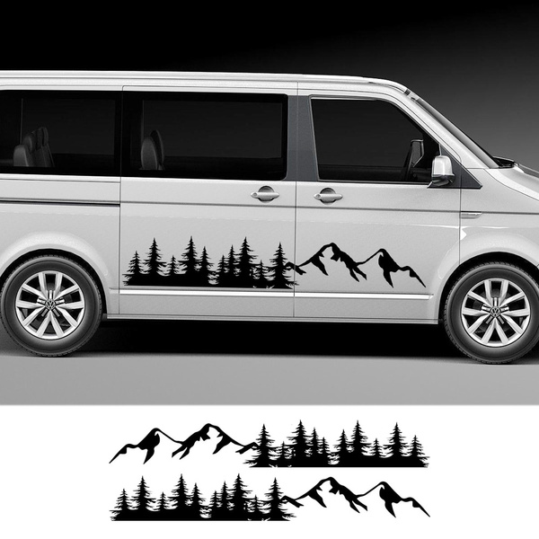 Multivan Sticker 2PCS Auto Tree Mountain Decal Forest Car Door Side Stickers For ...