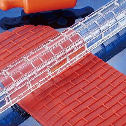 Acrylic Transparent Rolling Pin Brick Texture Embossing Bar Polymer Clay Tool 
