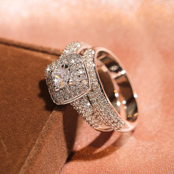 Lujo Anillo De Bodas De Mujer Retro Joyas De Compromiso De Lujo Anillo De Bodas De Mujer Retro Joyas De Compromiso De