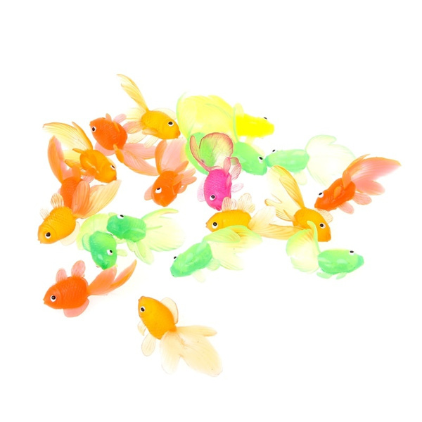 20 Pieces - Rubber Simulation Small Goldfish Gold Fish Kids Toy Decoration  Bath