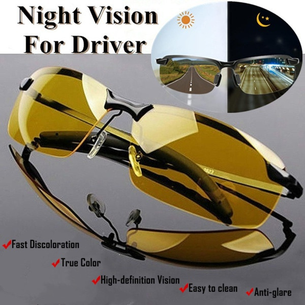 Night Driving Anti Glare Vision Glasses Yellow Driver Sunglasses Mens Time 
