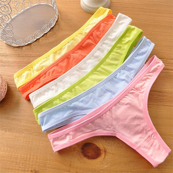 Printed Cotton Blend Thong Panty, GARMONY Women Girls G-String Thongs  Cotton Panties