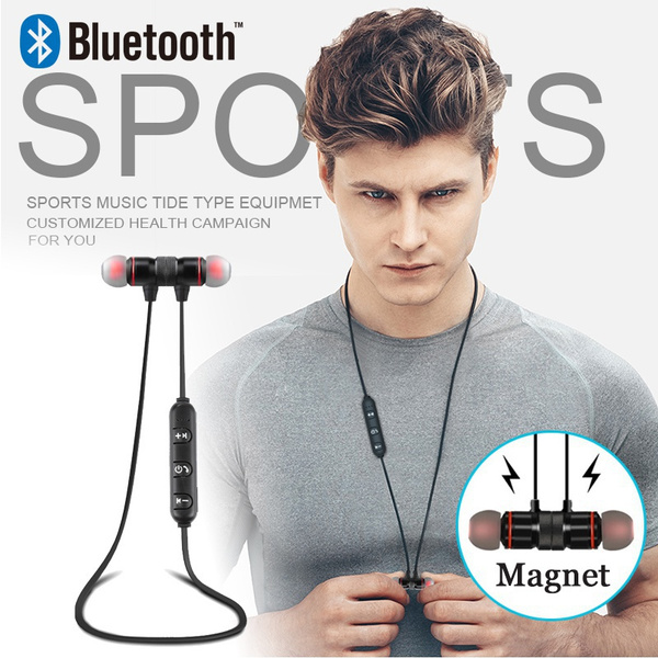 5.0 Bluetooth Earphone Sports Neckband Magnetic Wireless Earphones Stereo Earbuds Music Metal Headphones with Mic for All Phones