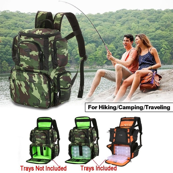 Lixada Fishing Tackle Bag Backpack Fishing-Lures Bait Box Storage Bag with  4 Fishing Tackle Boxes