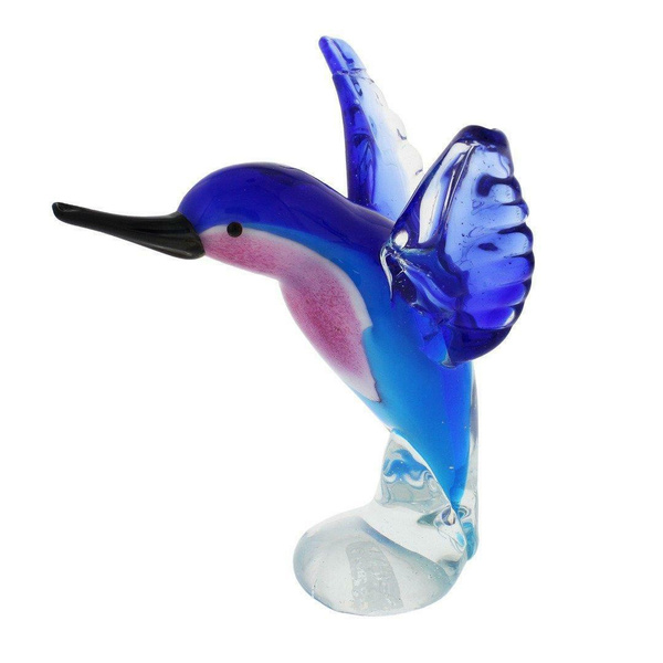 Juliana Objets d'art Glass Figurine - Blue Pink Hummingbird Paperweight  Ornament | Wish