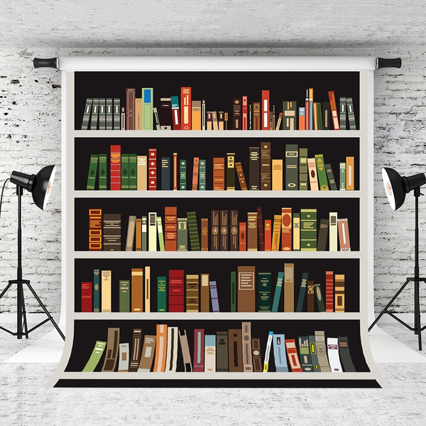 Vinylbds Cartoon Bookshelf Photo Background Wallpaper Backdrop For ...