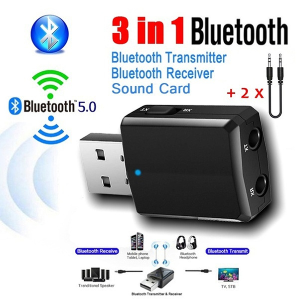 3 In1 USB Bluetooth 5.0 Audio Transmitter Receiver Adapter for